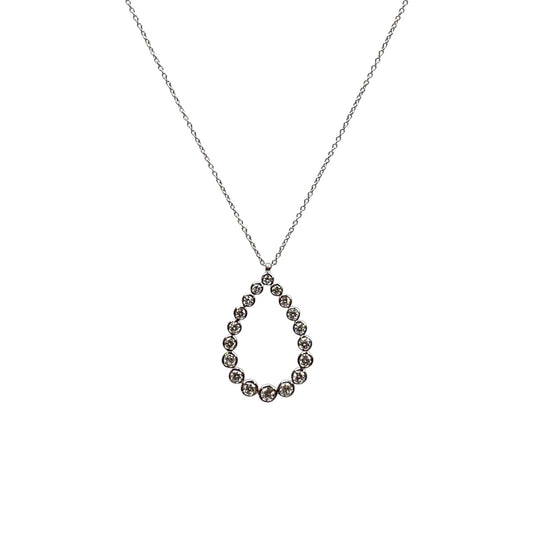 18ct White Gold Diamond Pear Bubble Pendant & Chain (17.5")