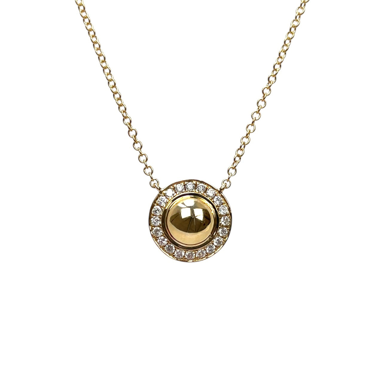 9ct Yellow Gold Diamond Halo Pendant & Chain (16-18")