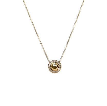 9ct Yellow Gold Diamond Halo Pendant & Chain (16-18")