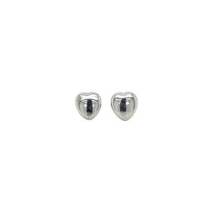 9ct White Gold Heart Stud Earrings