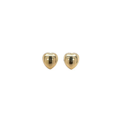 9ct Yellow Gold Heart Stud Earrings