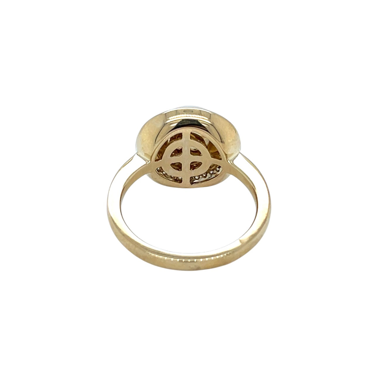 9ct Yellow Gold South Sea Mabe Pearl & Diamond Ring (N)
