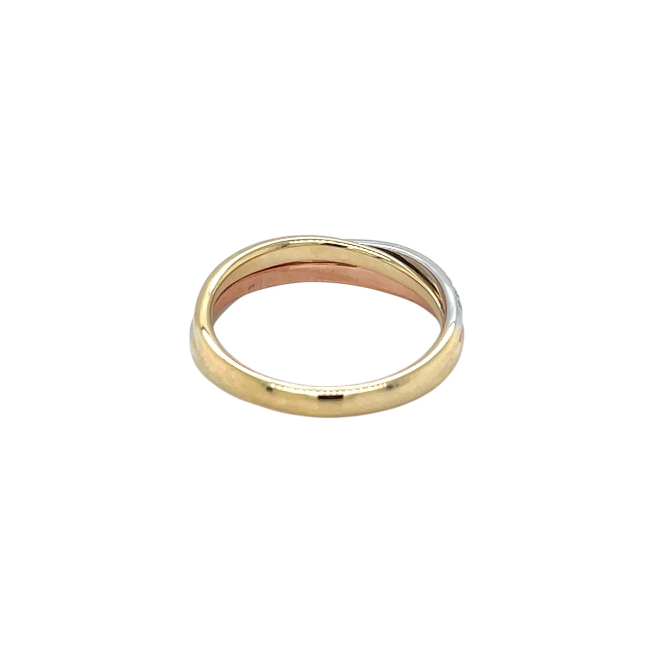 9ct Three Colour Diamond Crossover Ring (N)