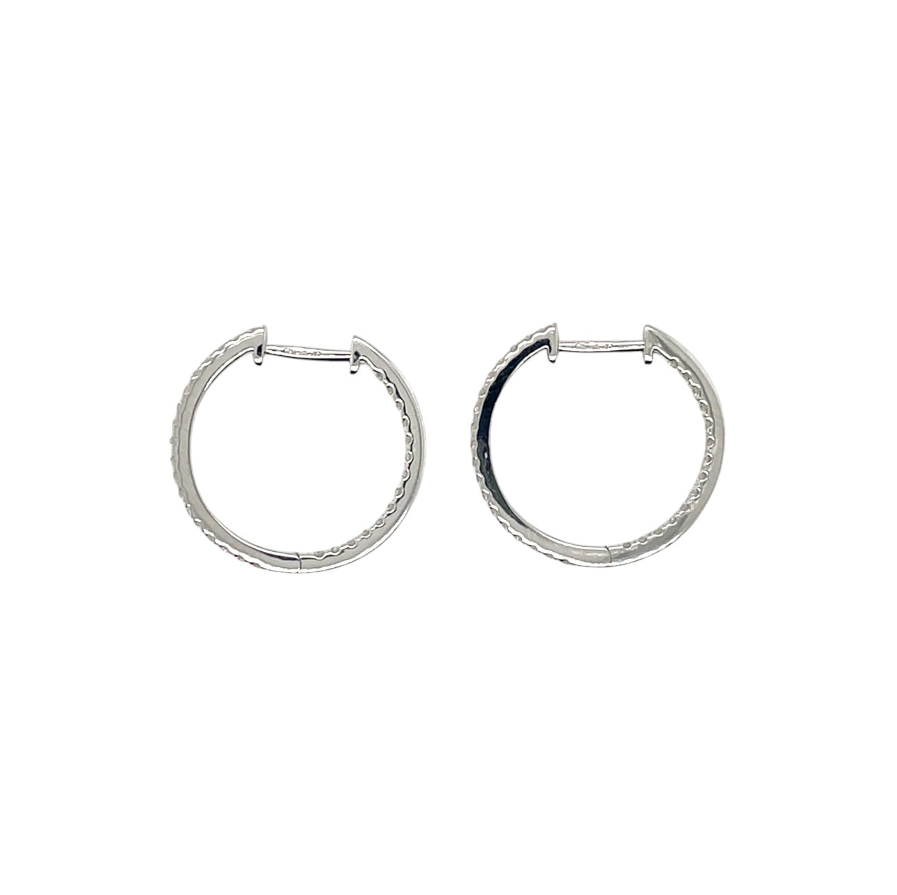 9ct White Gold Diamond Huggie Hoop Earrings