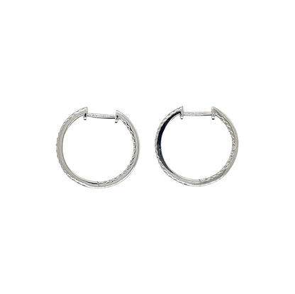 9ct White Gold Diamond Huggie Hoop Earrings