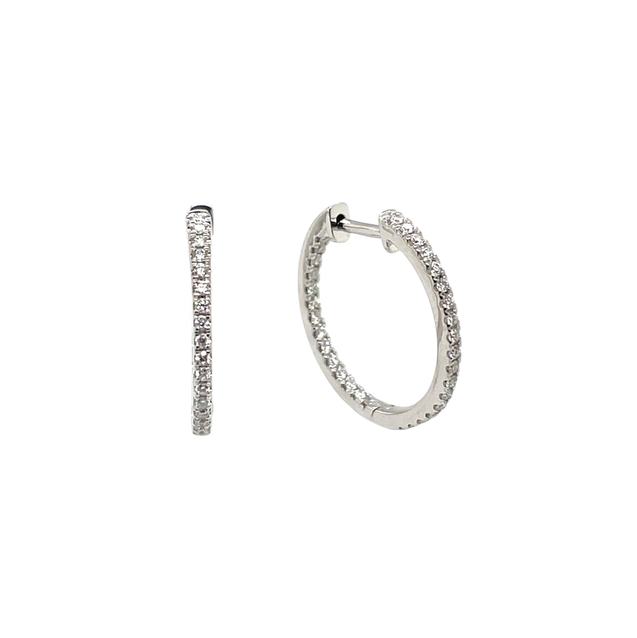 9ct White Gold Diamond Huggie Hoop Earrings