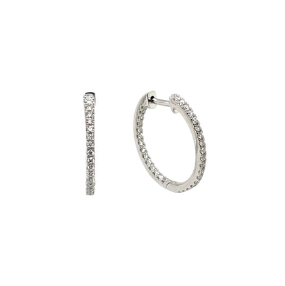 9ct White Gold Diamond Huggie Hoop Earrings