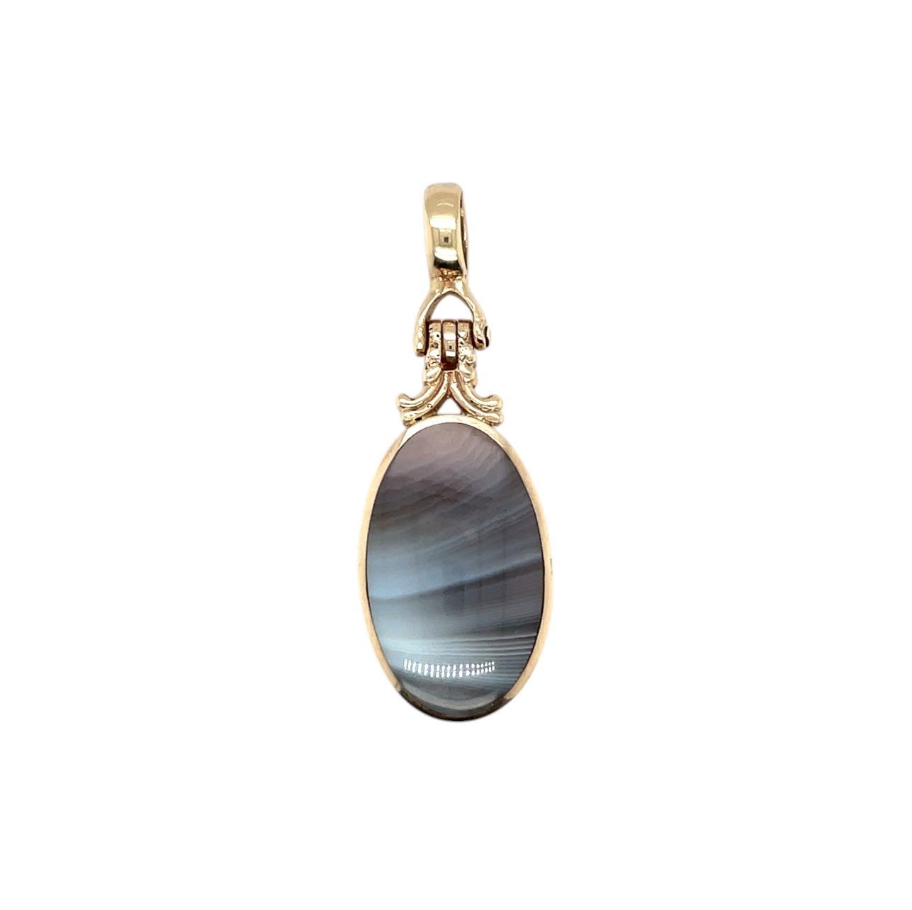 9ct Yellow Gold Agate Swivel Locket Pendant