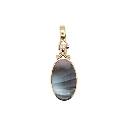 9ct Yellow Gold Agate Swivel Locket Pendant