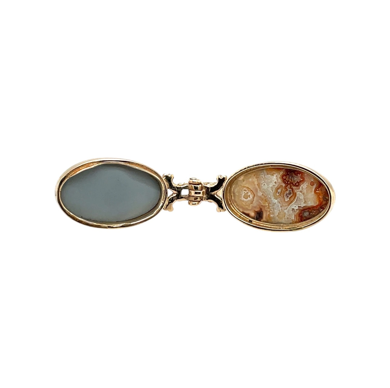 9ct Yellow Gold Agate Swivel Locket Pendant
