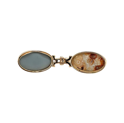 9ct Yellow Gold Agate Swivel Locket Pendant