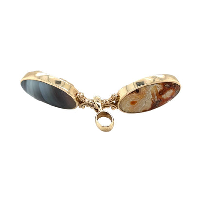 9ct Yellow Gold Agate Swivel Locket Pendant