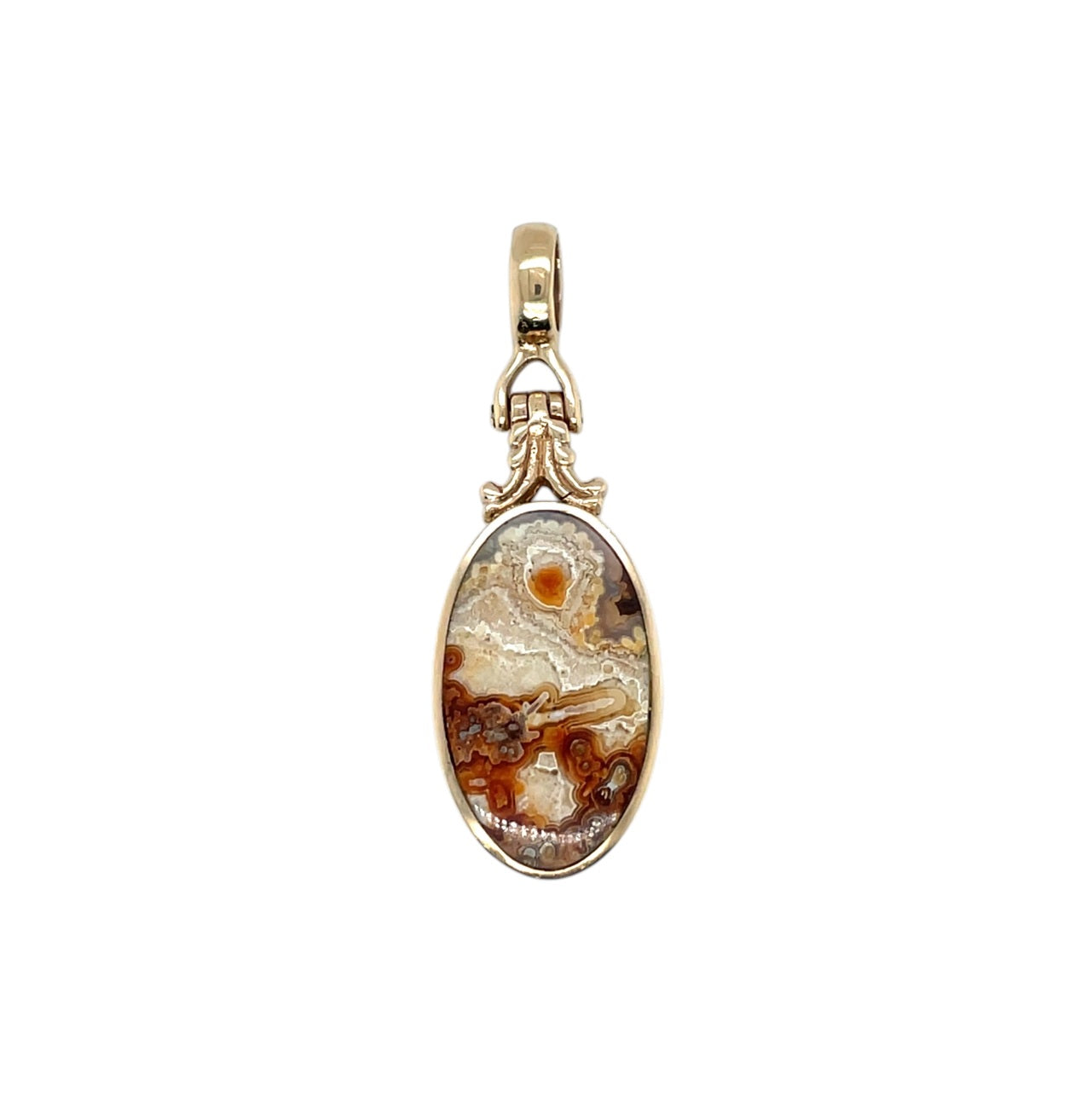 9ct Yellow Gold Agate Swivel Locket Pendant