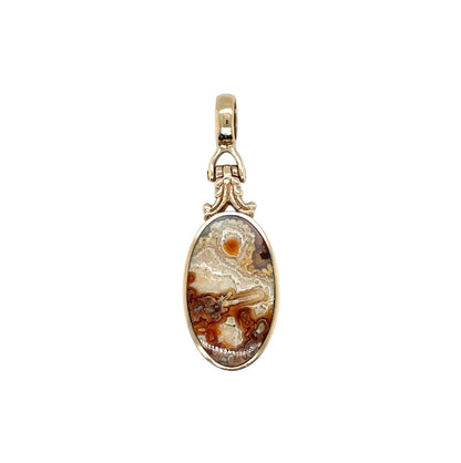 9ct Yellow Gold Agate Swivel Locket Pendant