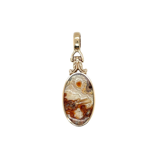 9ct Yellow Gold Agate Swivel Locket Pendant