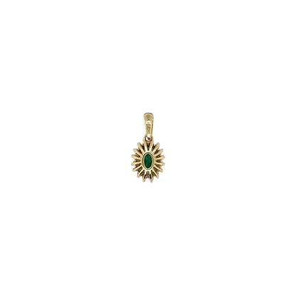 18ct Yellow Gold Emerald & Diamond Cluster Pendant