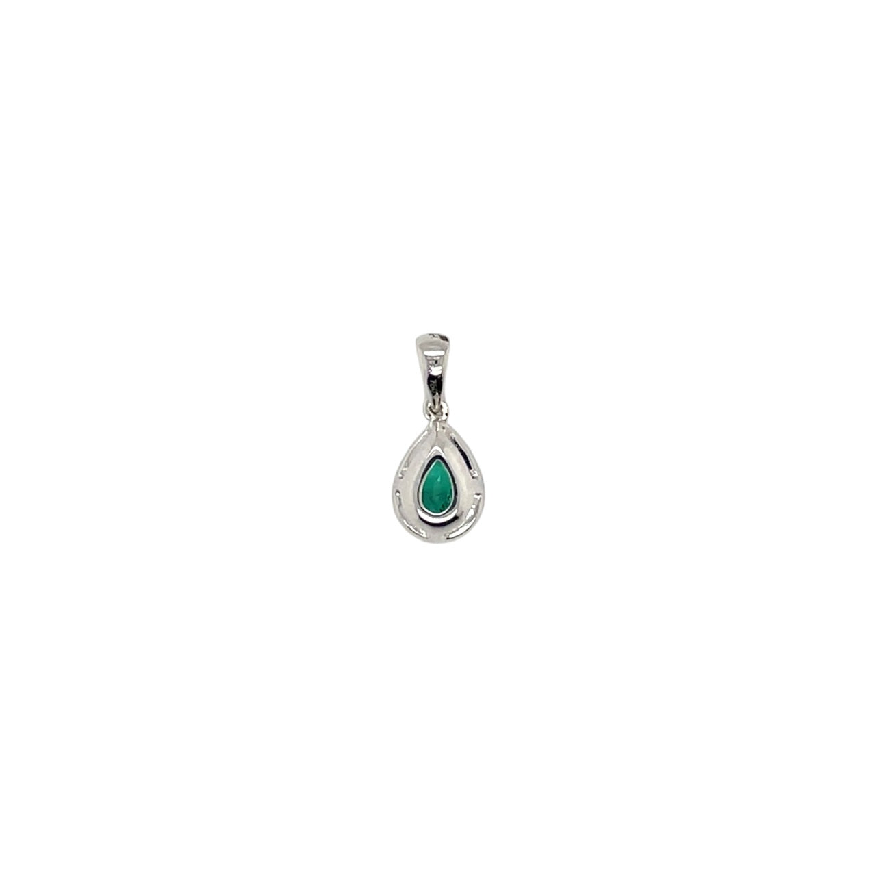 18ct White Gold Emerald & Diamond Cluster Pendant
