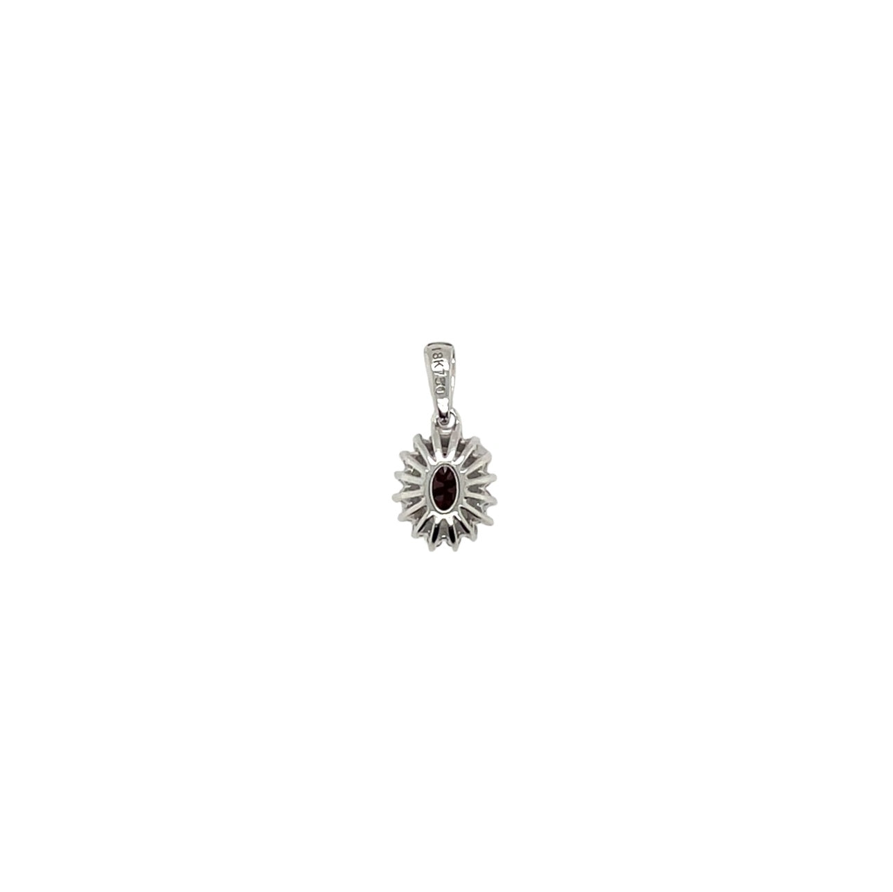 18ct White Gold Ruby & Diamond Cluster Pendant