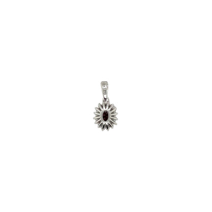 18ct White Gold Ruby & Diamond Cluster Pendant