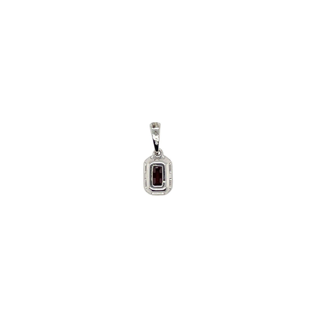 18ct White Gold Ruby & Diamond Octagon Cluster Pendant