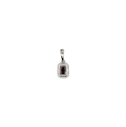18ct White Gold Ruby & Diamond Octagon Cluster Pendant