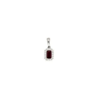 18ct White Gold Ruby & Diamond Octagon Cluster Pendant