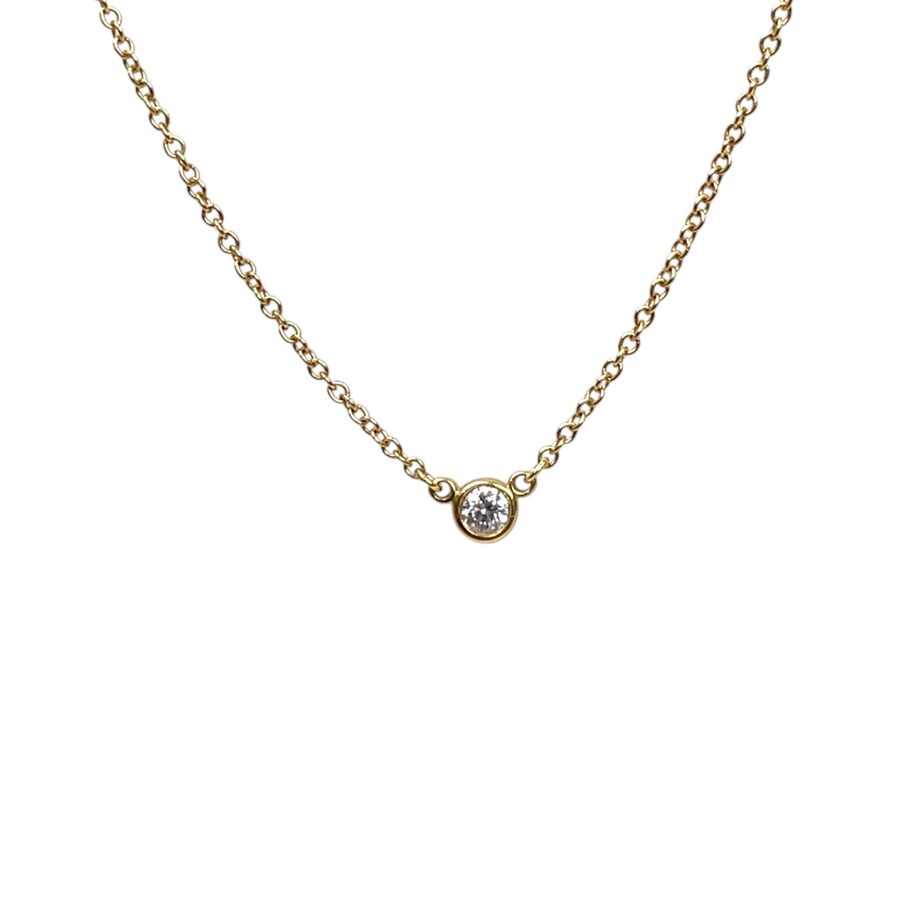 18ct Yellow Gold Tiffany & Co. Diamond Solitaire Necklace (16")