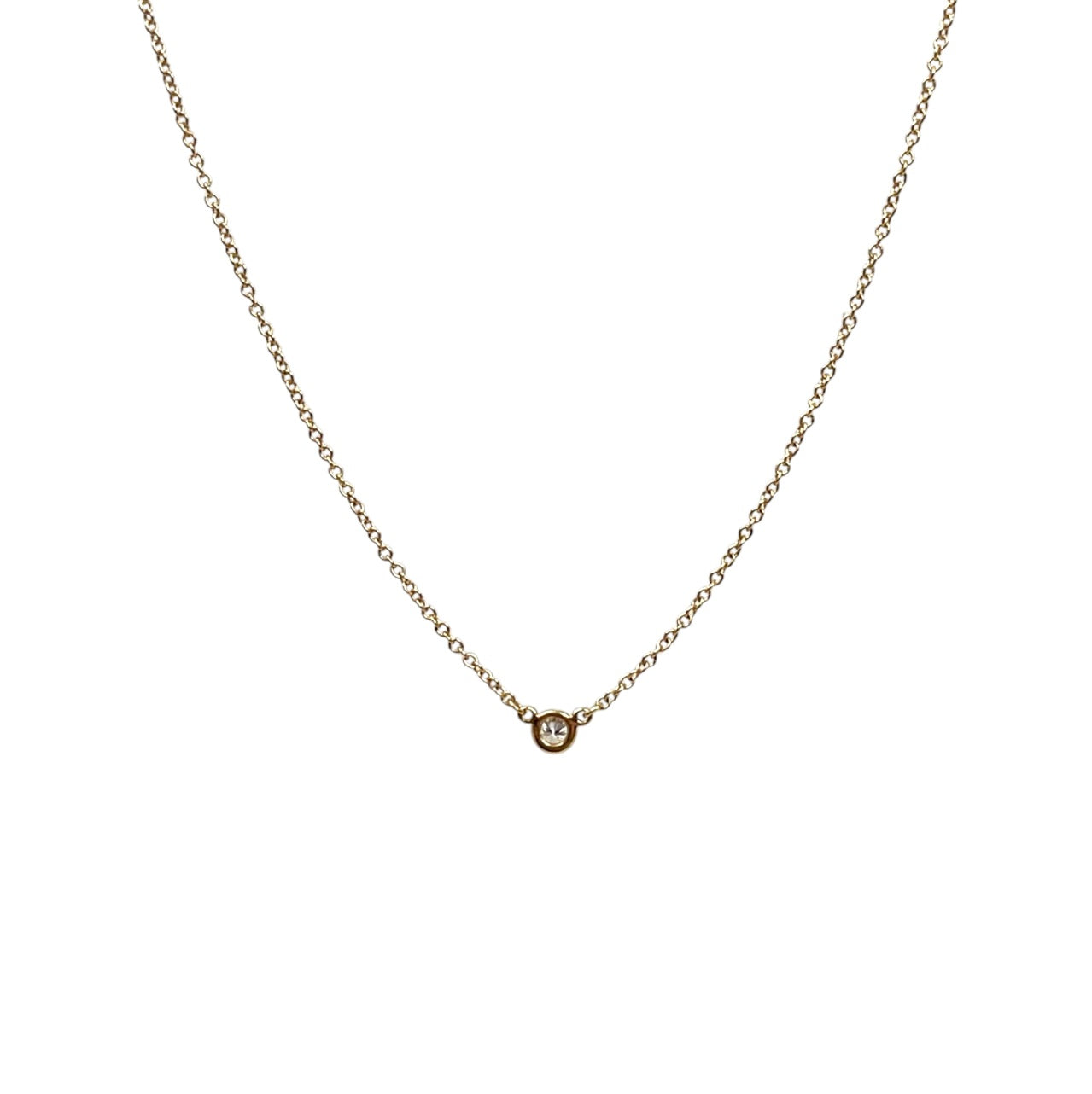 18ct Yellow Gold Tiffany & Co. Diamond Solitaire Necklace (16")