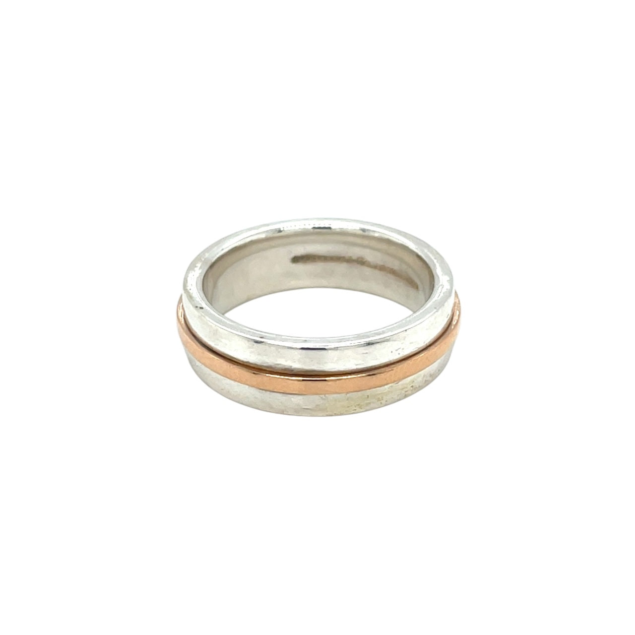 Silver & 18ct Rose Gold Tiffany & Co T Two Ring (K1/2)