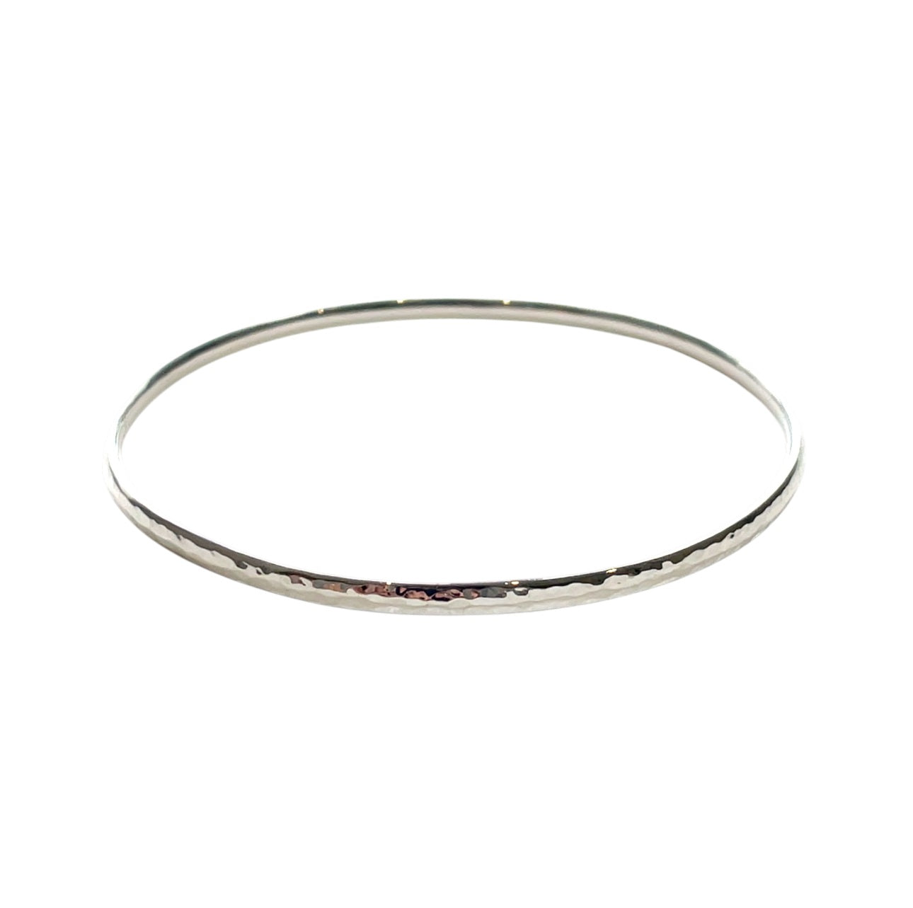 Silver Solid Hammered Court Bangle