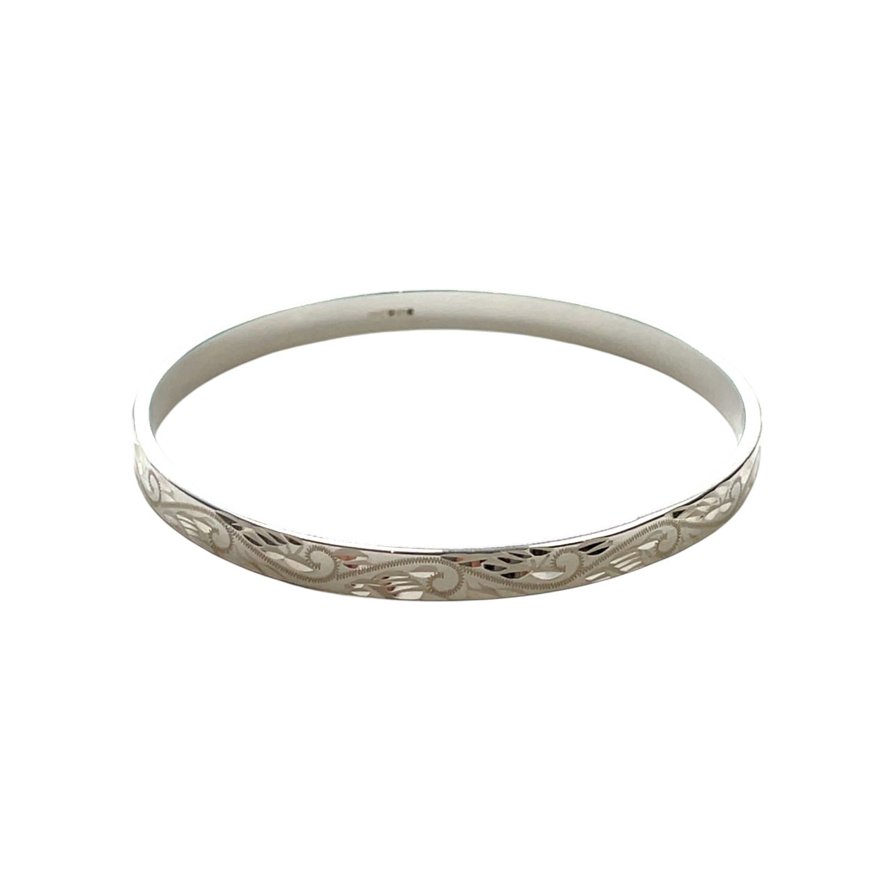 Silver Solid Engraved Court Bangle
