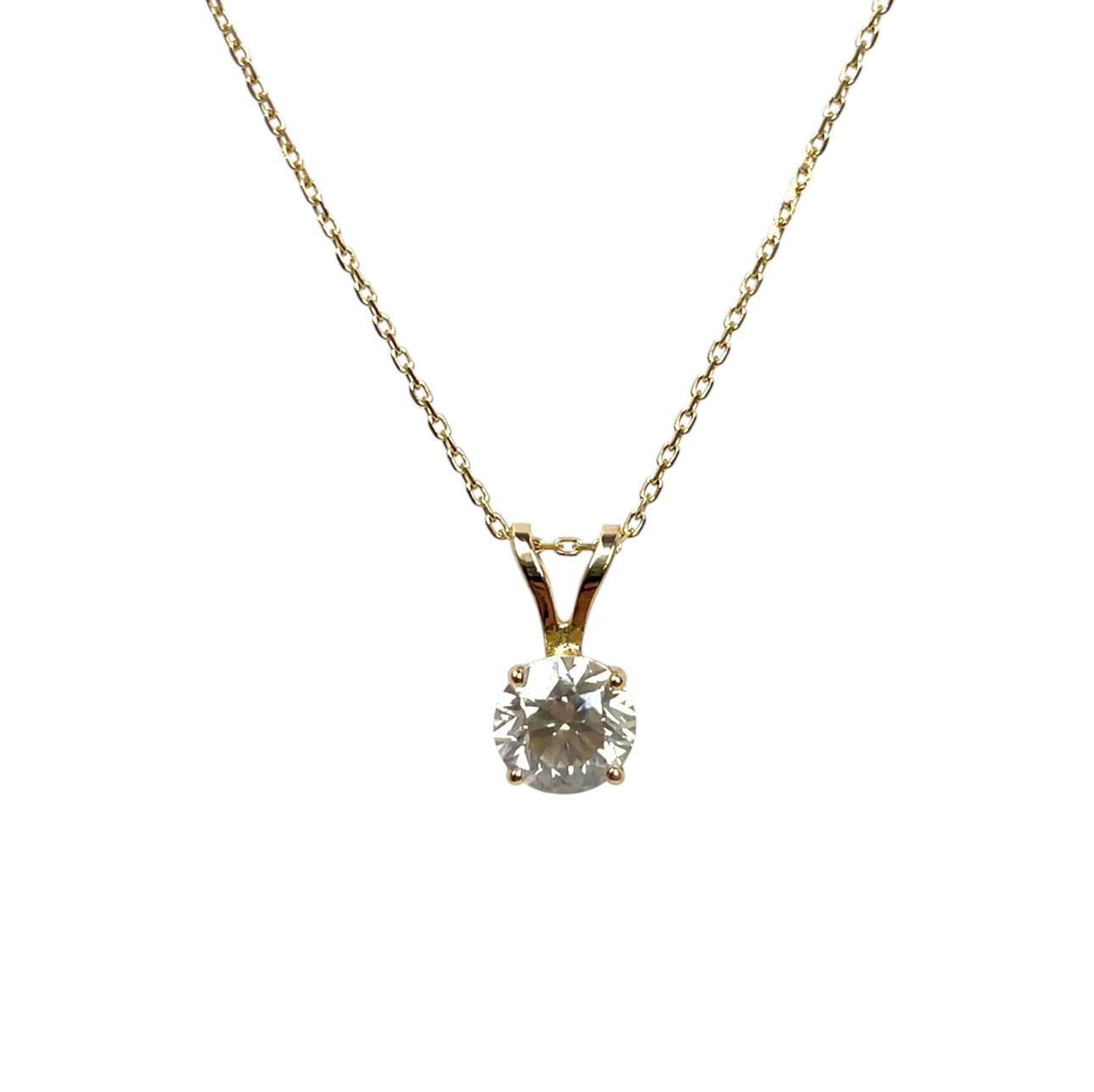 14ct Yellow Gold Diamond Solitaire Pendant & Chain (16.5")