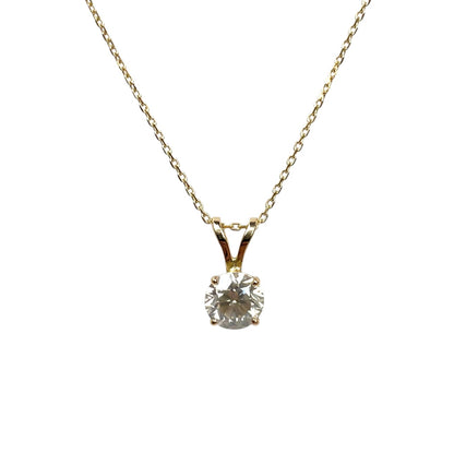 14ct Yellow Gold Diamond Solitaire Pendant & Chain (16.5")