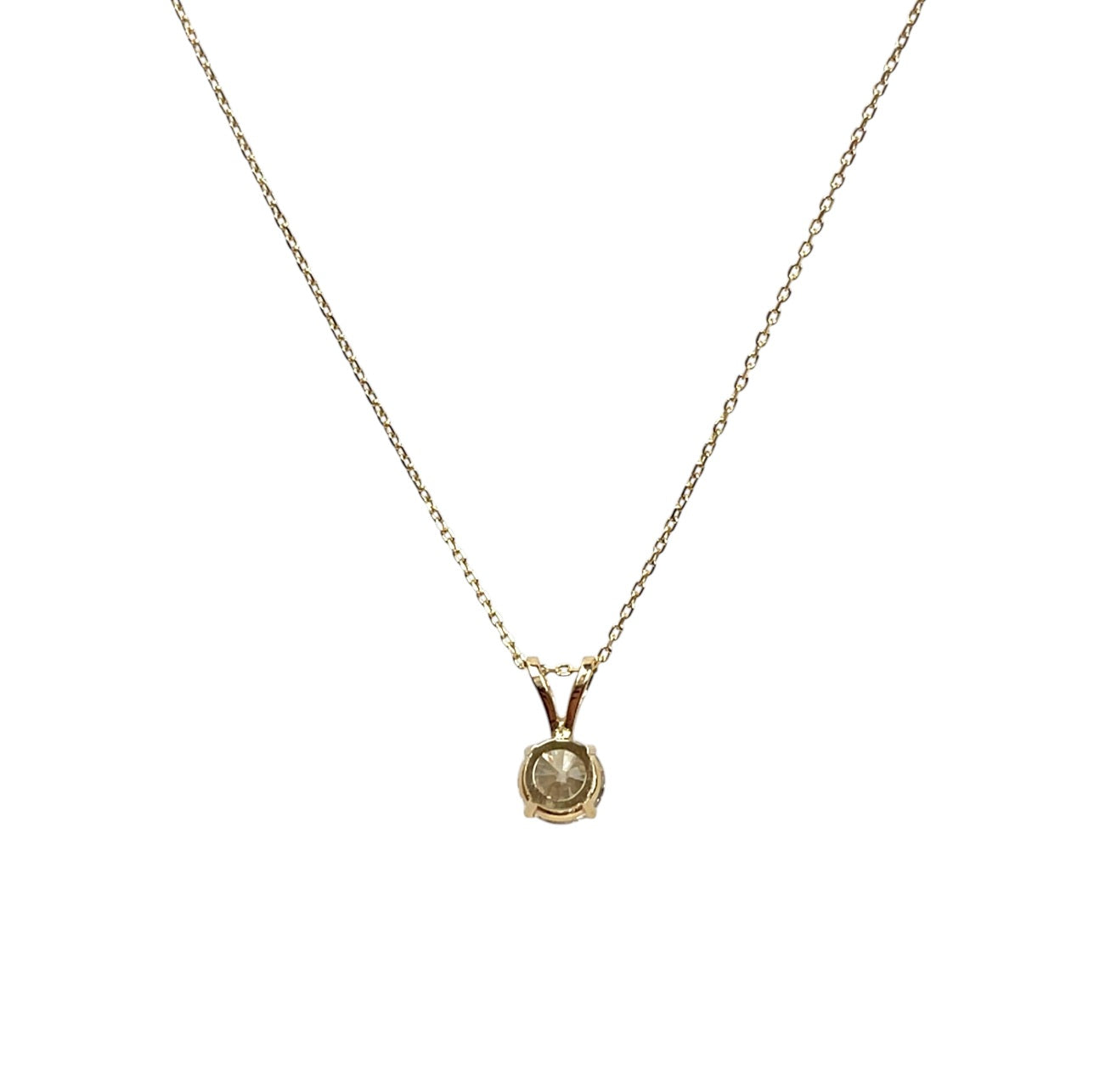 14ct Yellow Gold Diamond Solitaire Pendant & Chain (16.5")