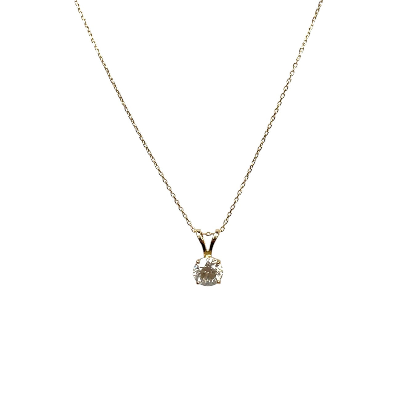 14ct Yellow Gold Diamond Solitaire Pendant & Chain (16.5")