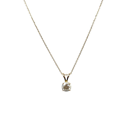 14ct Yellow Gold Diamond Solitaire Pendant & Chain (16.5")