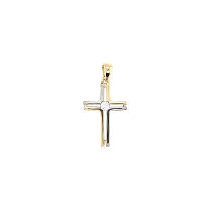 9ct Yellow & White Gold Fancy CZ Cross Pendant