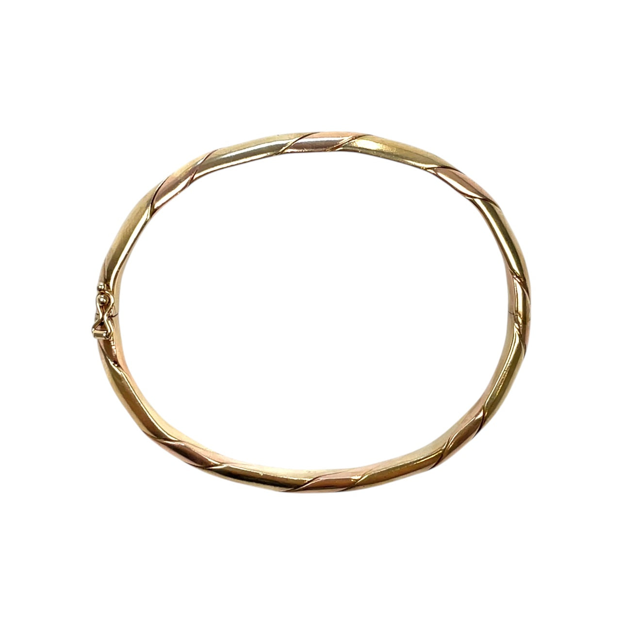 9ct Yellow & Rose Gold Twisted Hinged Bangle