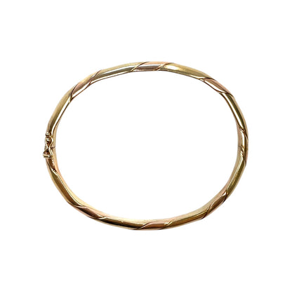 9ct Yellow & Rose Gold Twisted Hinged Bangle
