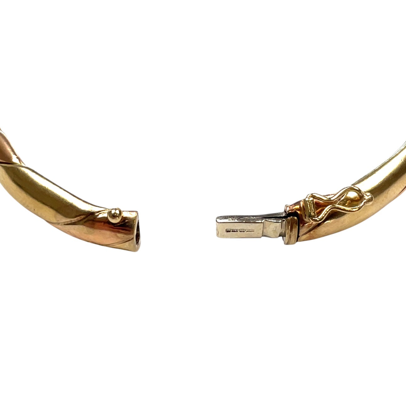 9ct Yellow & Rose Gold Twisted Hinged Bangle
