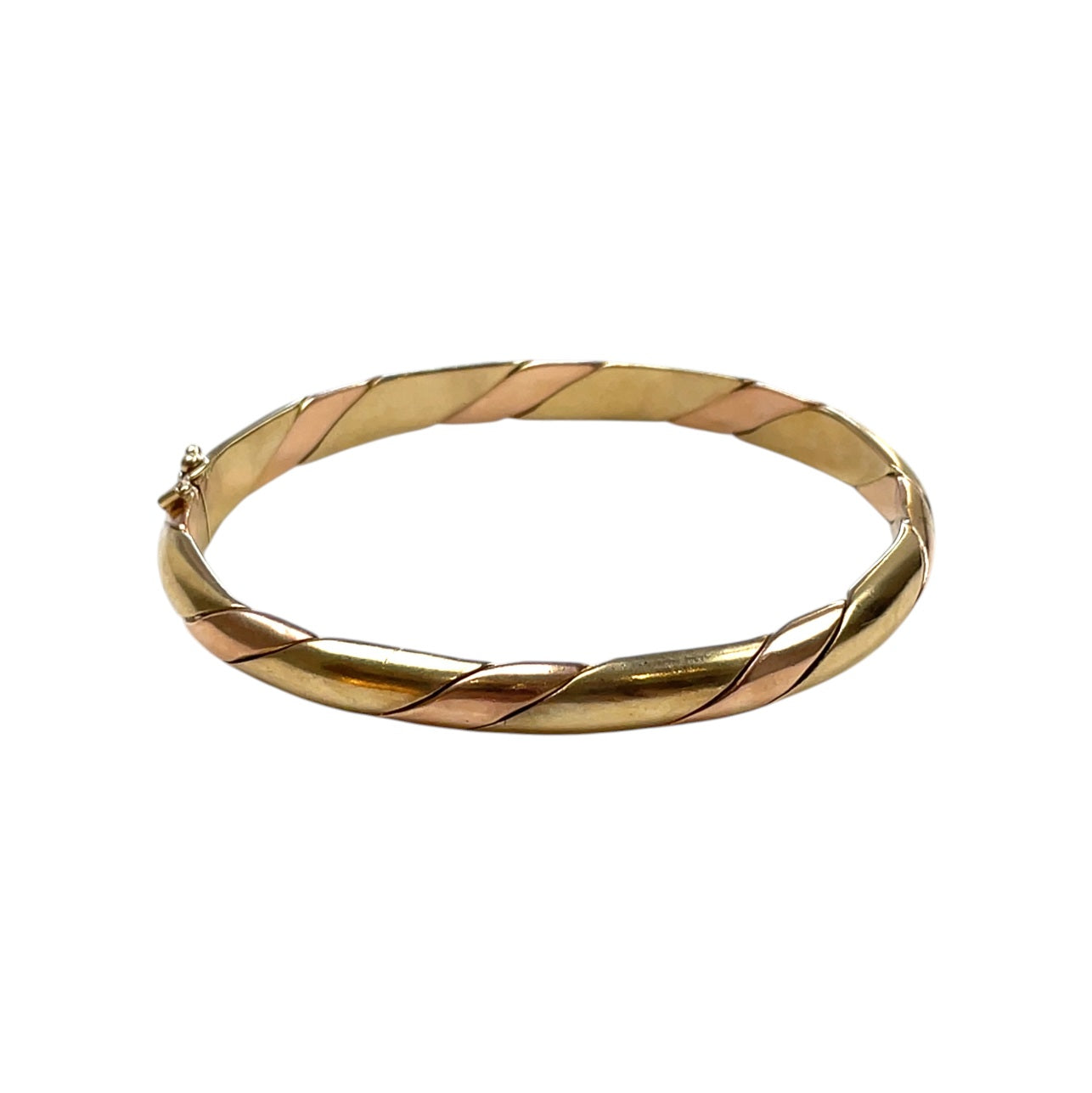 9ct Yellow & Rose Gold Twisted Hinged Bangle