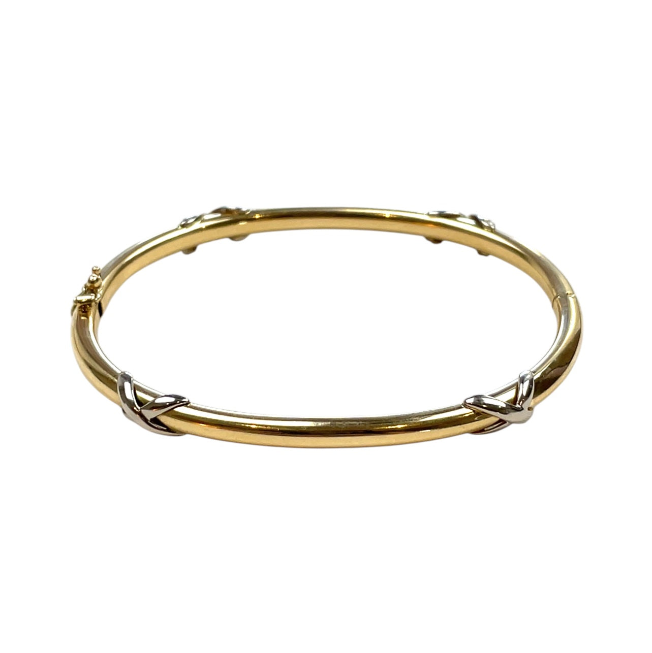 18ct Yellow & White Gold Cross-Over Bangle