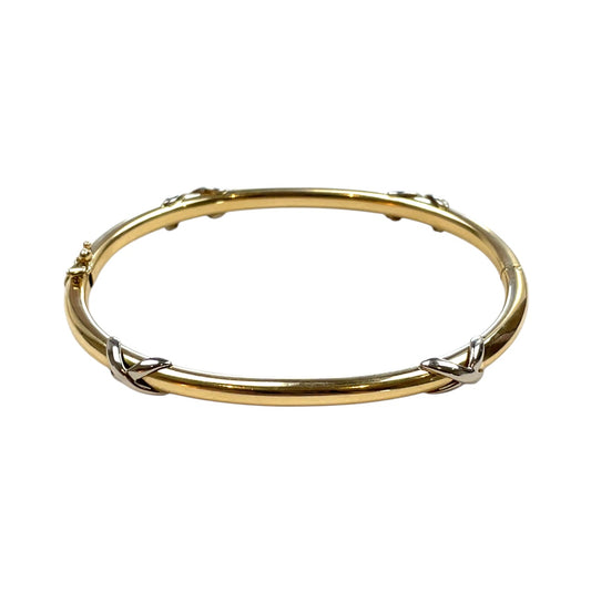 18ct Yellow & White Gold Cross-Over Bangle