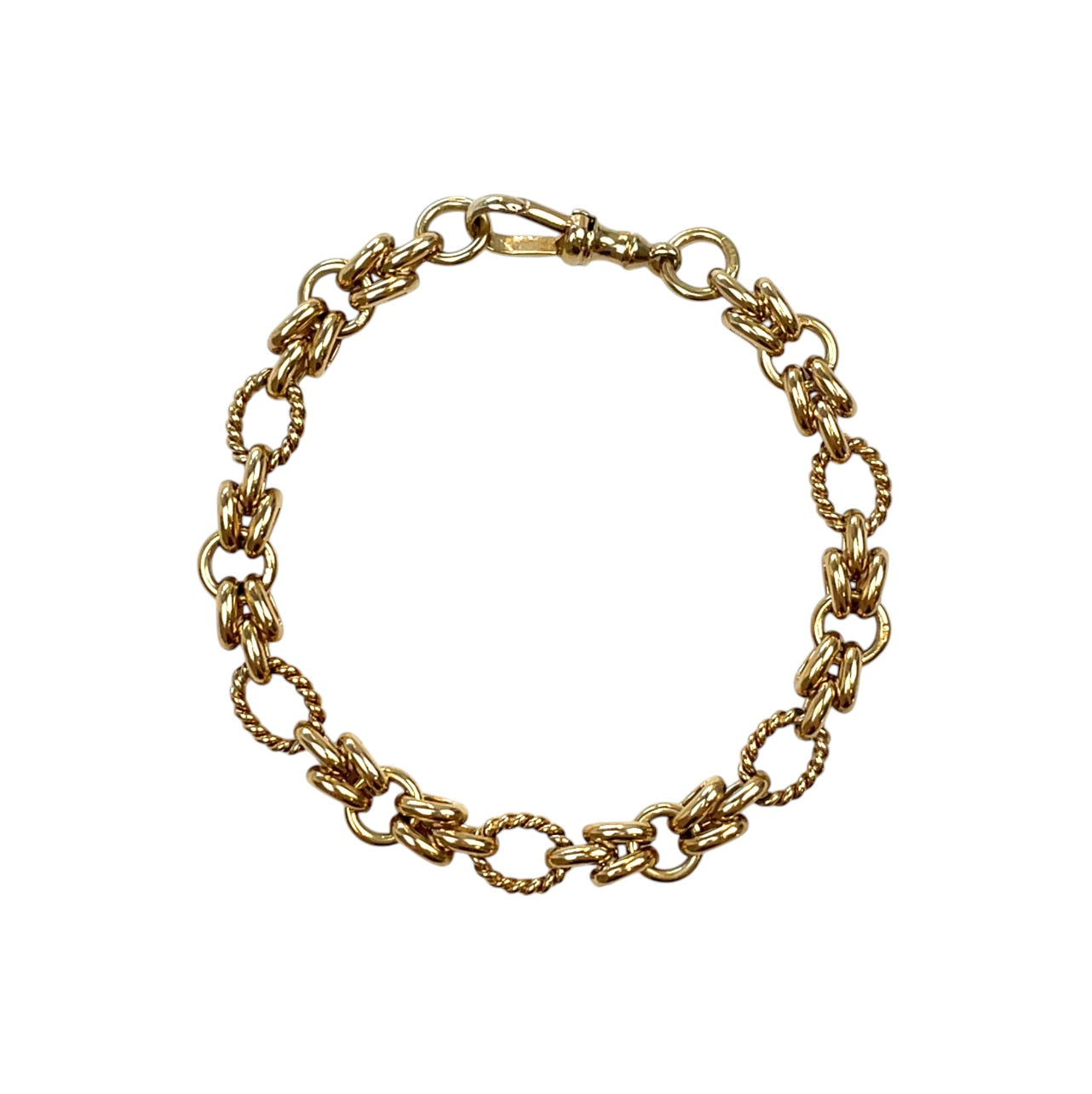 9ct Gold Fan & Oval Twist Link Bracelet (7.5")