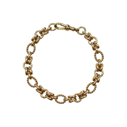 9ct Gold Fan & Oval Twist Link Bracelet (7.5")