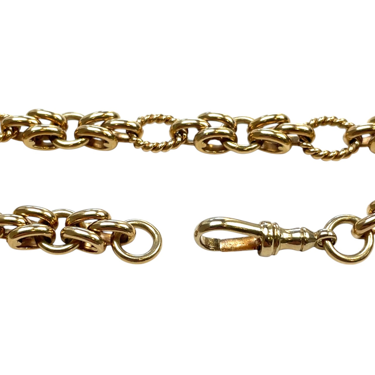 9ct Gold Fan & Oval Twist Link Bracelet (7.5")