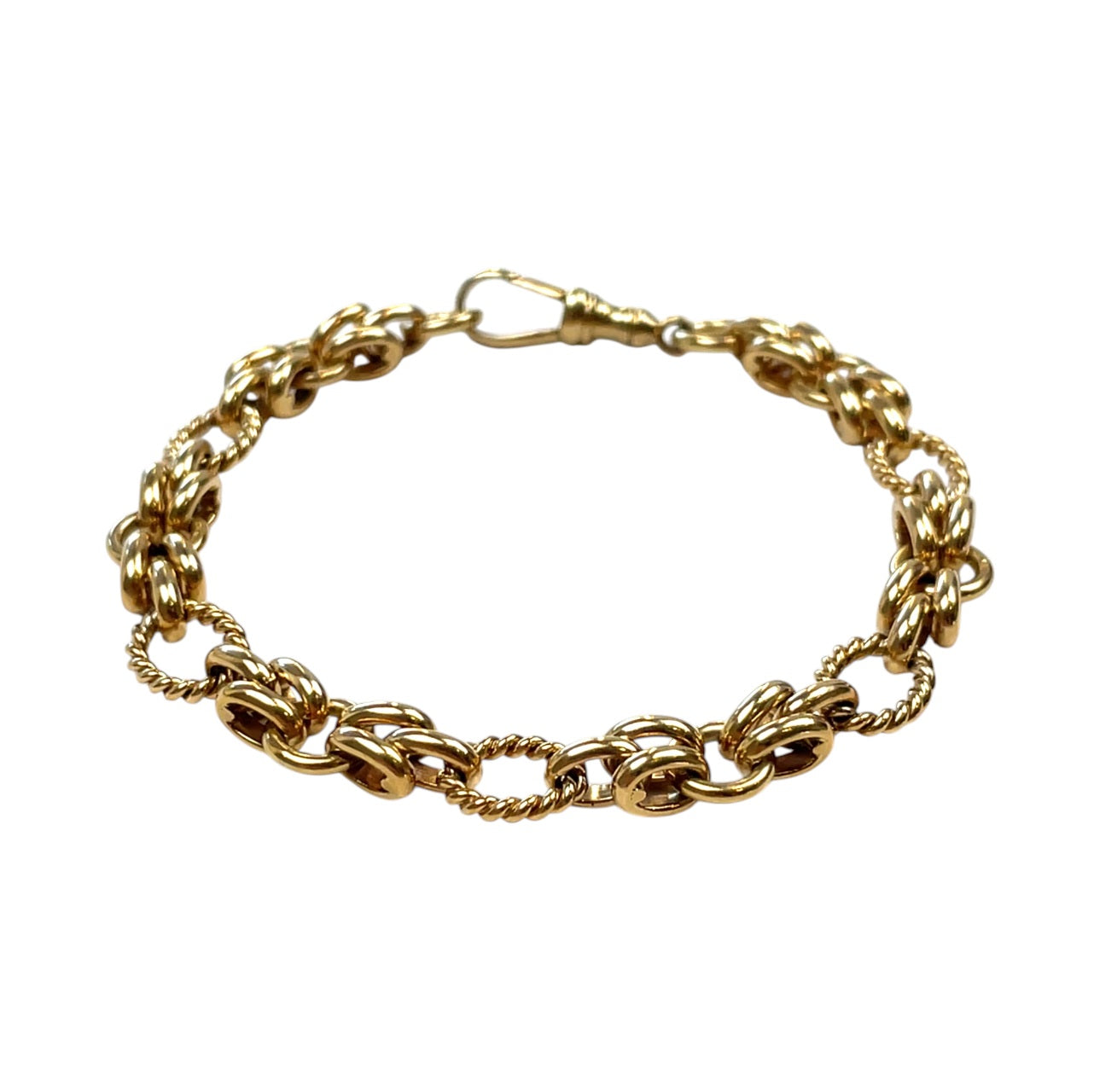 9ct Gold Fan & Oval Twist Link Bracelet (7.5")