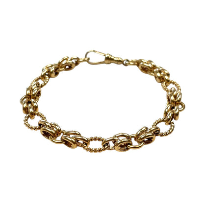 9ct Gold Fan & Oval Twist Link Bracelet (7.5")
