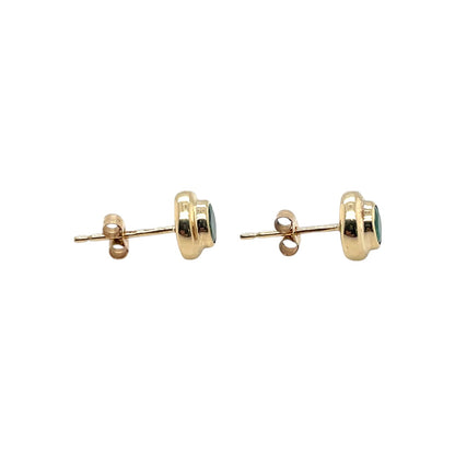 9ct Yellow Gold Emerald Stud Earrings