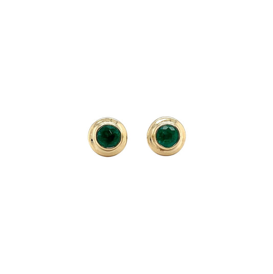 9ct Yellow Gold Emerald Stud Earrings